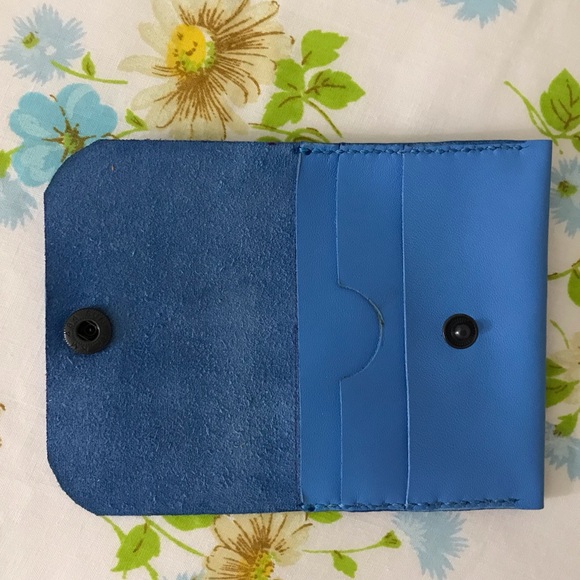 Hand Crafted Baby Blue and Black Wallet Minimalist Design - Picture 3 of 5